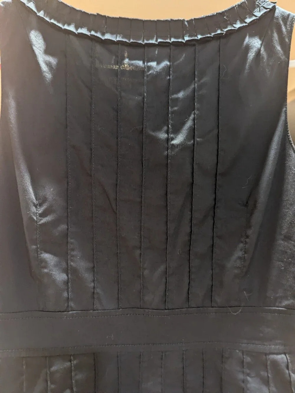 Tory Burch Black Pintuck A-Line Dress Women’s Size 2 Sleeveless Ruffle Trim